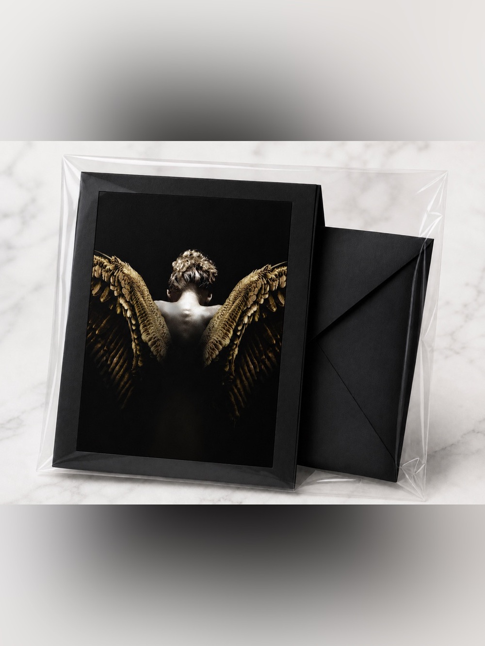 5x7 Dark Angel Wings Luxury Art Greeting Card - Picture 2 of 3